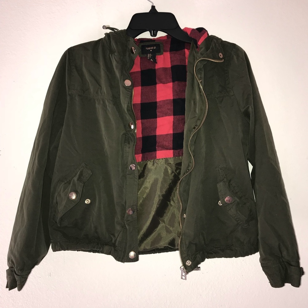 Small Olive Drawstring Utility Jacket